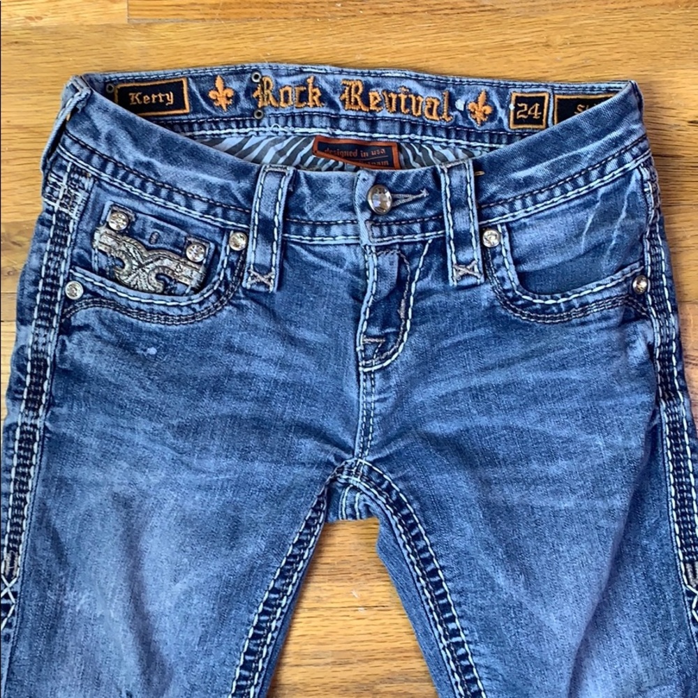 ROCK REVIVAL KERRY SKINNY RIPPED DISTRESSED JEANS - Picture 3 of 11